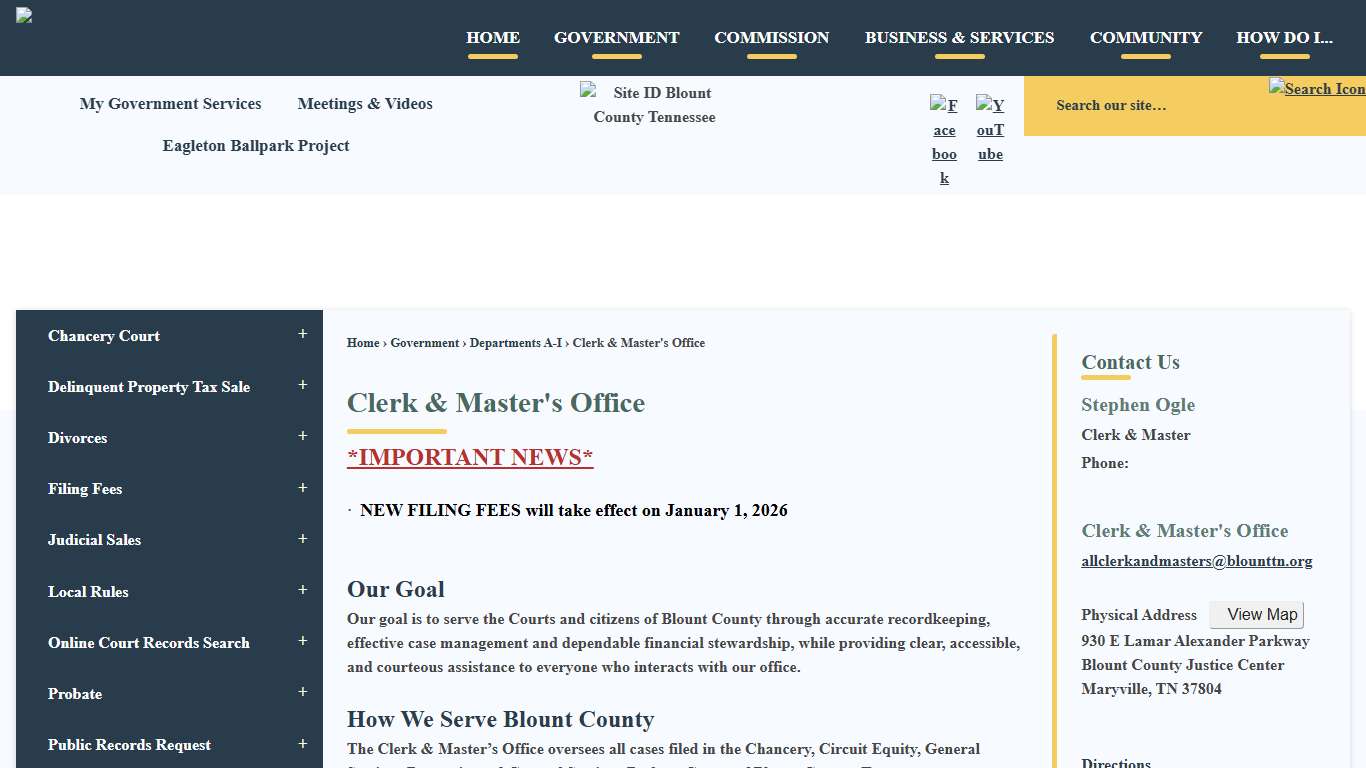 Clerk & Master's Office | Blount County, TN